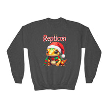 Load image into Gallery viewer, Repticon Youth Crewneck Sweatshirt w/ Amphibian Santa
