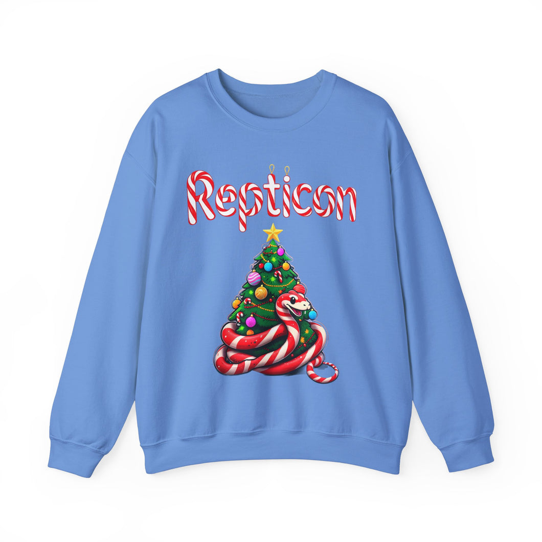 Repticon Unisex Heavy Blend™ Crewneck Sweatshirt w/ Candy Cane Snake Christmas Tree