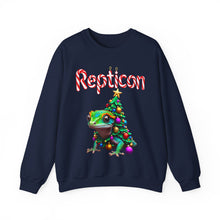 Load image into Gallery viewer, Repticon Unisex Heavy Blend™ Crewneck Sweatshirt w/ Crested Gecko Christmas Tree
