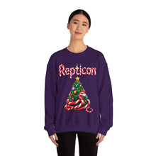 Load image into Gallery viewer, Repticon Unisex Heavy Blend™ Crewneck Sweatshirt w/ Candy Cane Snake Christmas Tree

