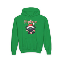 Load image into Gallery viewer, Repticon Youth Heavy Blend Hooded Sweatshirt w/ Axolotl Santa
