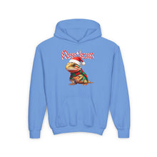 Load image into Gallery viewer, Repticon Youth Heavy Blend Hooded Sweatshirt w/ Bearded Dragon Santa
