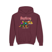 Load image into Gallery viewer, Repticon Youth Heavy Blend Hooded Sweatshirt w/ Crested Gecko Christmas Tree
