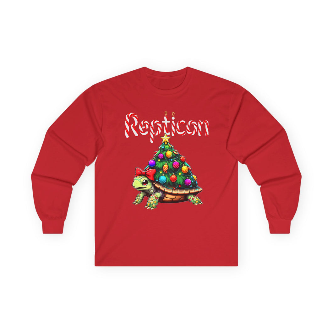Repticon Unisex Ultra Cotton Long Sleeve Tee w/ Tortoise Christmas Tree