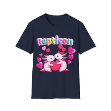 Load image into Gallery viewer, Repticon Unisex Softstyle T-Shirt w/ Valentine Axolotls
