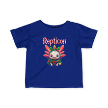 Load image into Gallery viewer, Repticon Infant Fine Jersey Tee w/ Axolotl Christmas Tree
