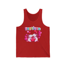 Load image into Gallery viewer, Repticon Unisex Jersey Tank w/ Valentine Axolotls
