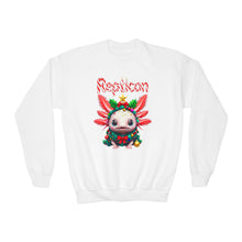 Load image into Gallery viewer, Repticon Youth Crewneck Sweatshirt w/ Axolotl Christmas Tree
