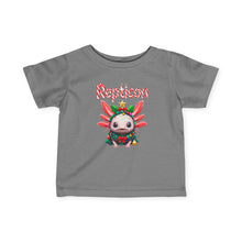 Load image into Gallery viewer, Repticon Infant Fine Jersey Tee w/ Axolotl Christmas Tree
