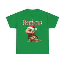Load image into Gallery viewer, Repticon Unisex Heavy Cotton Tee w/ Bearded Dragon Santa

