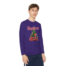 Load image into Gallery viewer, Repticon Youth Long Sleeve Competitor Tee w/ Candy Cane Snake Christmas Tree
