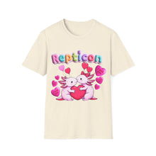 Load image into Gallery viewer, Repticon Unisex Softstyle T-Shirt w/ Valentine Axolotls
