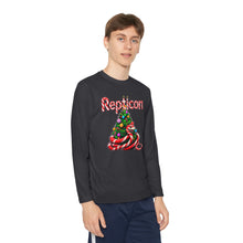 Load image into Gallery viewer, Repticon Youth Long Sleeve Competitor Tee w/ Candy Cane Snake Christmas Tree
