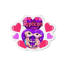 Load image into Gallery viewer, Repticon Die-Cut Magnets w/ Valentine Crested Geckos
