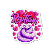 Load image into Gallery viewer, Repticon Die-Cut Magnets w/ Valentine Snakes
