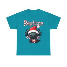 Load image into Gallery viewer, Repticon Unisex Heavy Cotton Tee w/ Axolotl Santa
