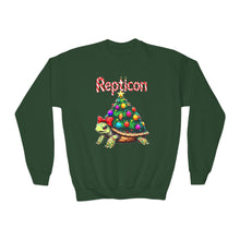 Load image into Gallery viewer, Repticon Youth Crewneck Sweatshirt w/ Tortoise Christmas Tree
