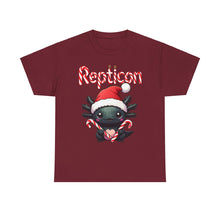 Load image into Gallery viewer, Repticon Unisex Heavy Cotton Tee w/ Axolotl Santa
