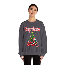 Load image into Gallery viewer, Repticon Unisex Heavy Blend™ Crewneck Sweatshirt w/ Candy Cane Snake Christmas Tree
