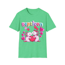 Load image into Gallery viewer, Repticon Unisex Softstyle T-Shirt w/ Valentine Axolotls
