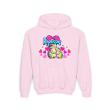 Load image into Gallery viewer, Repticon Youth Heavy Blend Hooded Sweatshirt w/ Valentine Frogs
