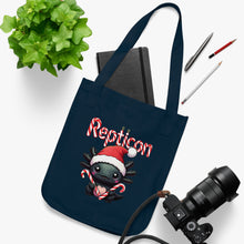 Load image into Gallery viewer, Repticon Organic Canvas Tote Bag w/ Axolotl Santa
