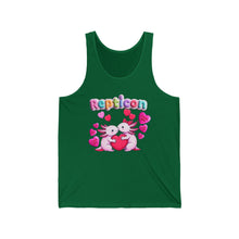 Load image into Gallery viewer, Repticon Unisex Jersey Tank w/ Valentine Axolotls
