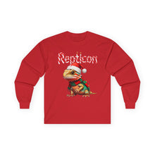 Load image into Gallery viewer, Repticon Unisex Ultra Cotton Long Sleeve Tee w/ Bearded Dragon Santa
