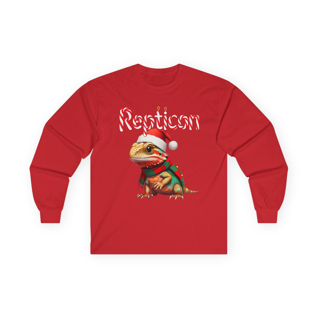 Repticon Unisex Ultra Cotton Long Sleeve Tee w/ Bearded Dragon Santa