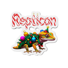 Load image into Gallery viewer, Repticon Die-Cut Magnets w/ Crested Gecko Christmas Tree
