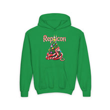 Load image into Gallery viewer, Repticon Youth Heavy Blend Hooded Sweatshirt w/ Candy Cane Christmas Tree
