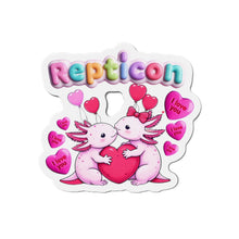 Load image into Gallery viewer, Repticon Die-Cut Magnets w/ Valentine Axolotls
