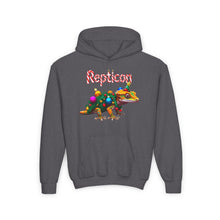 Load image into Gallery viewer, Repticon Youth Heavy Blend Hooded Sweatshirt w/ Crested Gecko Christmas Tree
