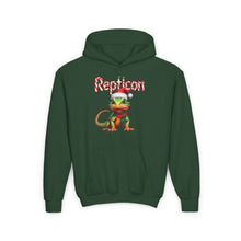 Load image into Gallery viewer, Repticon Youth Heavy Blend Hooded Sweatshirt w/ Lizard Santa
