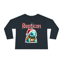 Load image into Gallery viewer, Repticon Toddler Long Sleeve Tee w/ Tortoise Santa
