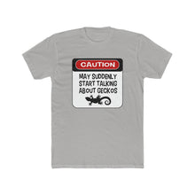 Load image into Gallery viewer, Repticon Men&#39;s Cotton Crew Tee - Humorous Gecko Caution Sign
