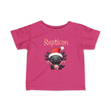 Load image into Gallery viewer, Repticon Infant Fine Jersey Tee w/ Axolotl Santa
