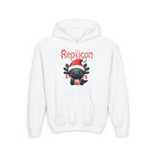 Load image into Gallery viewer, Repticon Youth Heavy Blend Hooded Sweatshirt w/ Axolotl Santa
