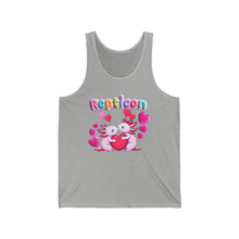 Load image into Gallery viewer, Repticon Unisex Jersey Tank w/ Valentine Axolotls
