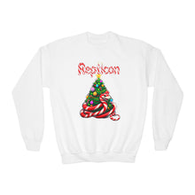 Load image into Gallery viewer, Repticon Youth Crewneck Sweatshirt w/ Candy Cane Snake Christmas Tree
