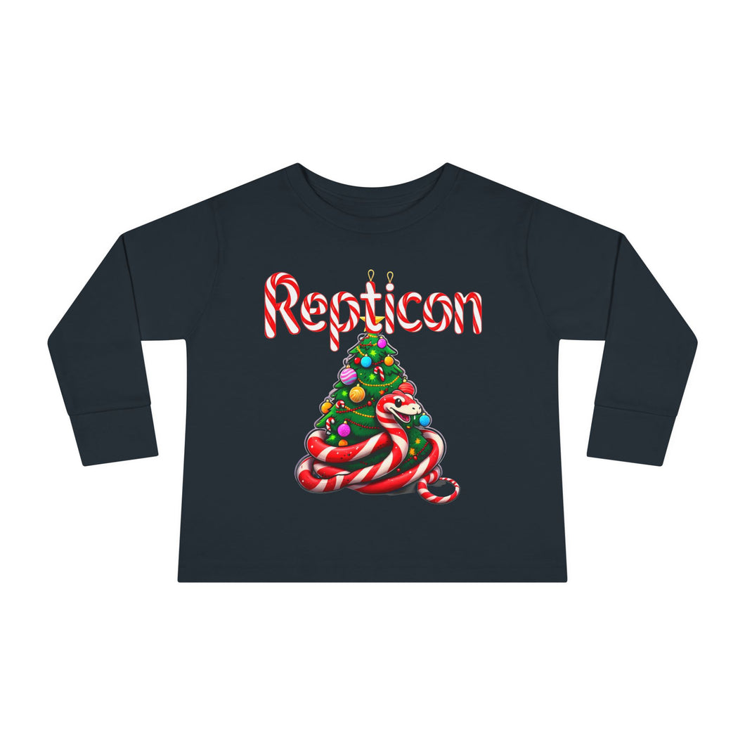 Repticon Toddler Long Sleeve Tee w/ Candy Cane Christmas Tree