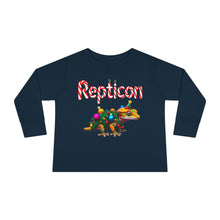 Load image into Gallery viewer, Repticon Toddler Long Sleeve Tee w/ Crested Gecko Christmas Tree
