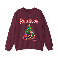 Load image into Gallery viewer, Repticon Unisex Heavy Blend™ Crewneck Sweatshirt w/ Candy Cane Snake Christmas Tree
