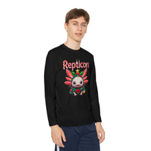 Load image into Gallery viewer, Repticon Youth Long Sleeve Competitor Tee w/ Axolotl Christmas Tree
