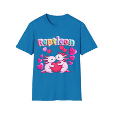 Load image into Gallery viewer, Repticon Unisex Softstyle T-Shirt w/ Valentine Axolotls
