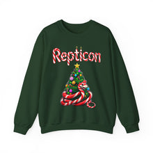 Load image into Gallery viewer, Repticon Unisex Heavy Blend™ Crewneck Sweatshirt w/ Candy Cane Snake Christmas Tree
