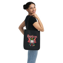 Load image into Gallery viewer, Repticon Organic Canvas Tote Bag w/ Axolotl Christmas Tree
