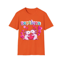 Load image into Gallery viewer, Repticon Unisex Softstyle T-Shirt w/ Valentine Axolotls
