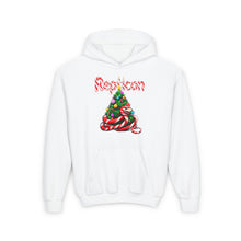 Load image into Gallery viewer, Repticon Youth Heavy Blend Hooded Sweatshirt w/ Candy Cane Christmas Tree
