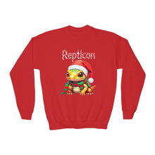 Load image into Gallery viewer, Repticon Youth Crewneck Sweatshirt w/ Amphibian Santa
